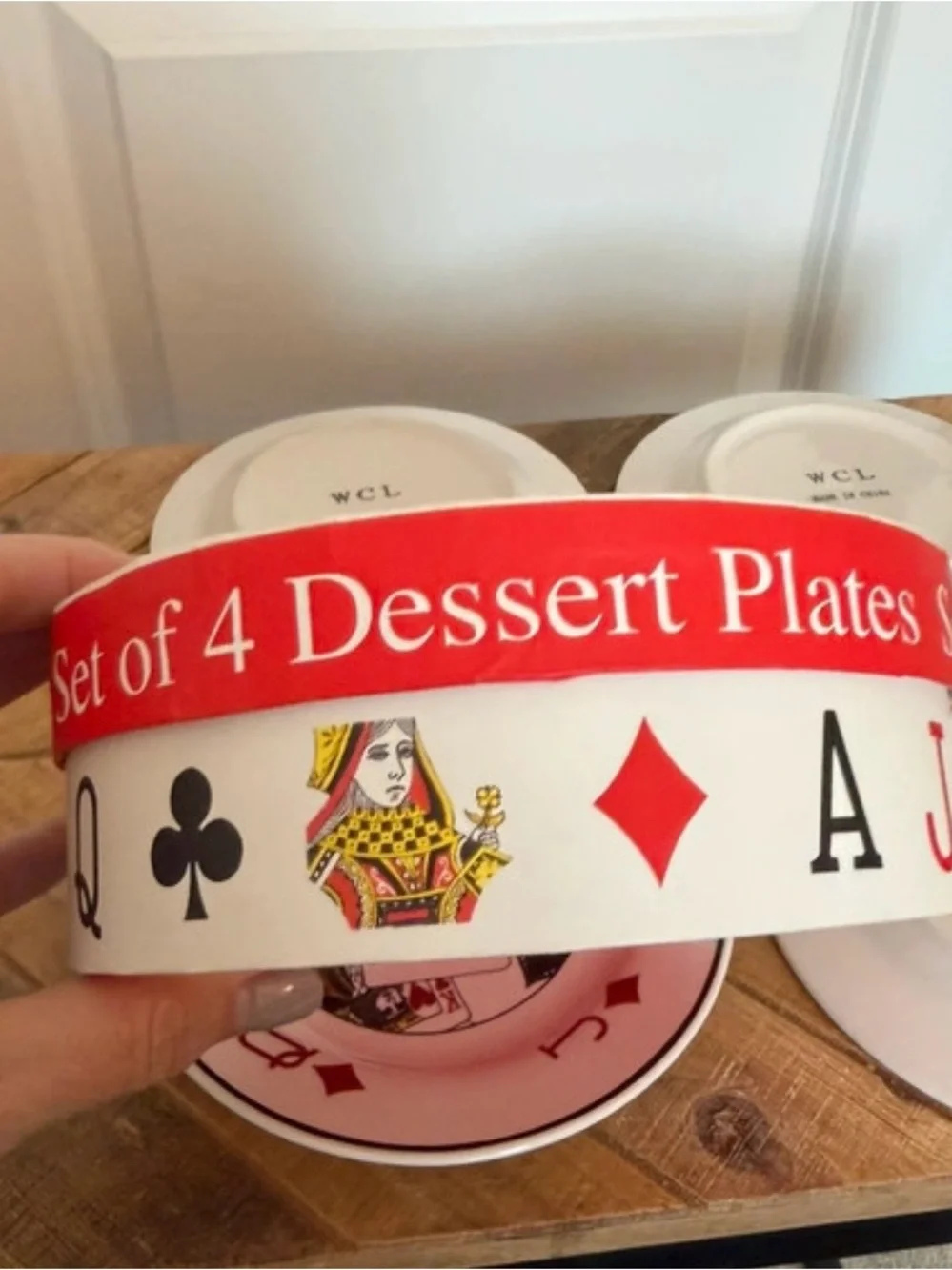 Playing Card Dessert Plate Set - White and Red